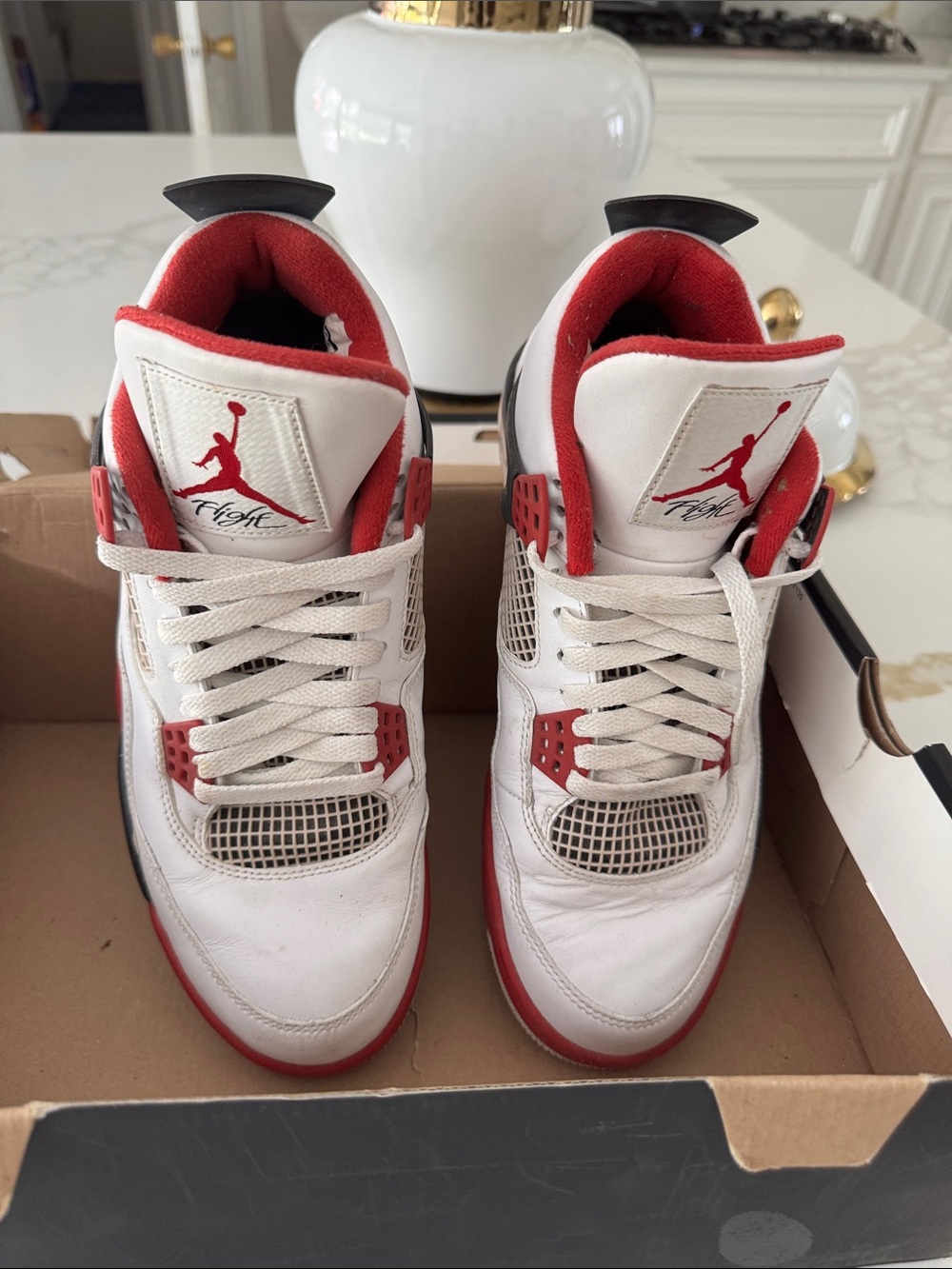 Jordan Retro 4 White/Red Men's Sneakers
